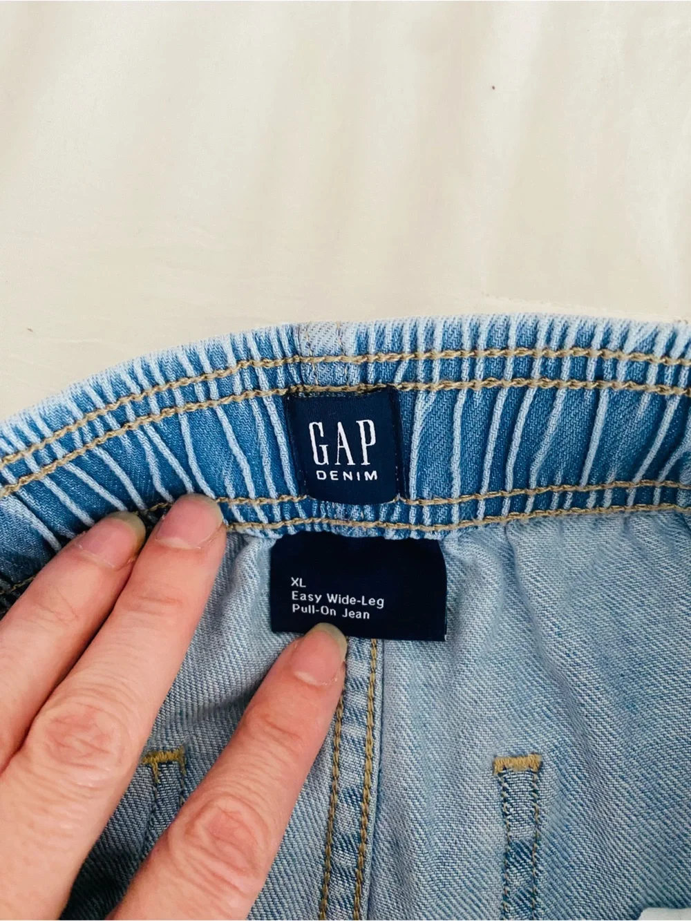 GAP Light Blue Denim Joggers with Dark Blue Accents